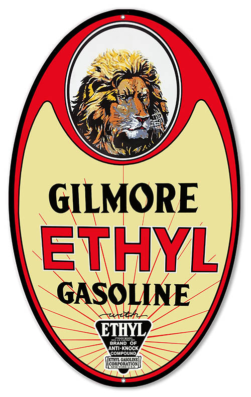 Gilmore Motor Oil Reproduction Cut Out Gasoline Metal Sign 11x18 Oval