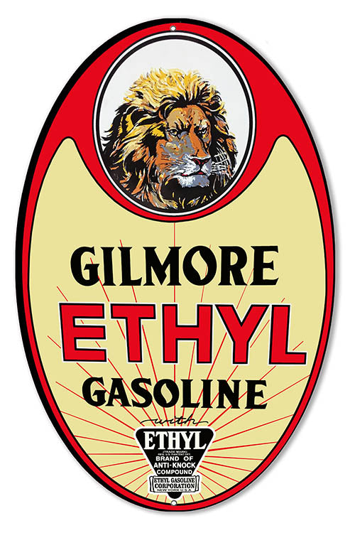 Gilmore Gasoline Cut Out Reproduction Motor Oil Metal Sign 9x14 Oval