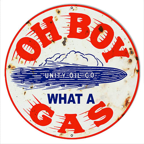 Unity Oil Reproduction Gasoline Garage Shop Metal Sign 14x14 Round