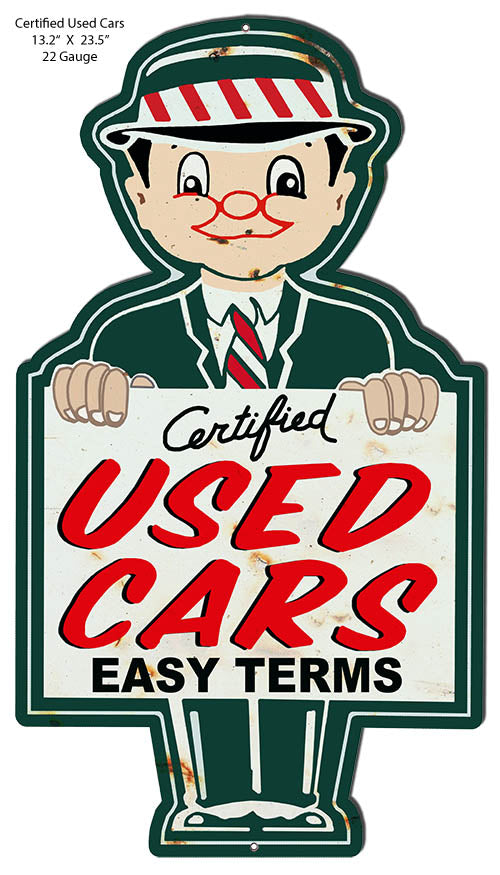 Used Cars Laser Cut Out Reproduction Garage Shop Metal Sign 13.2x23.5