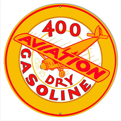 Dry Gasoline Reproduction Aviation Metal Sign 24x24 Round