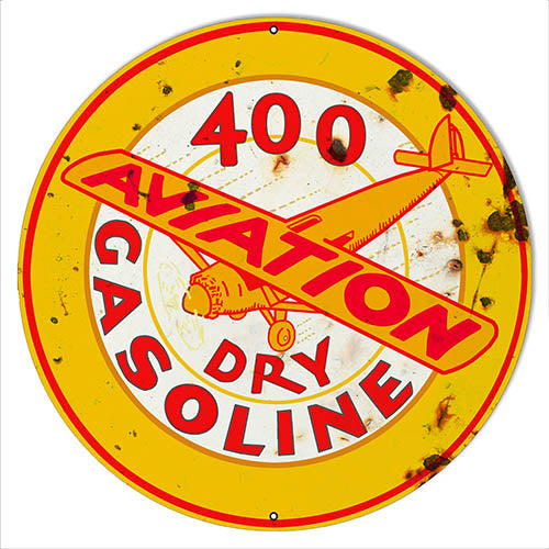 Dry Gasoline Reproduction Vintage Aviation Metal Sign 14x14 Round