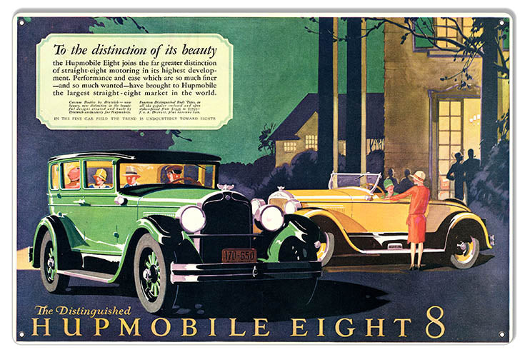 Humpmobile Eight Reproduction Classic Car Garage Art Metal Sign 12x18