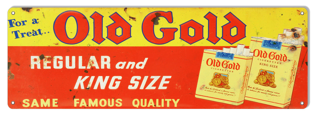Old Gold King Size Cigarettes Reproduction Cigar Metal Sign 6x18