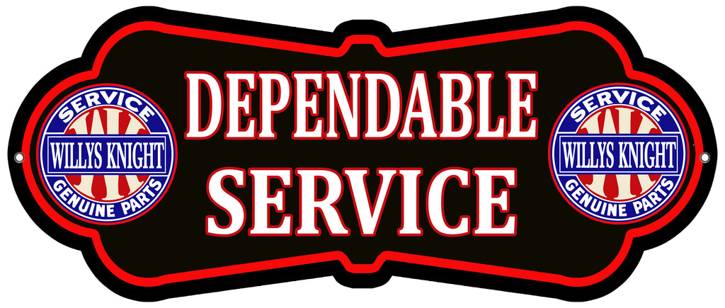 Willys Knight Service Cut Out Garage Shop Metal Sign 9.8x23.5