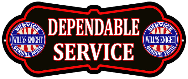 Willys Knight Service Cut Out Garage Shop Metal Sign 9.8x23.5