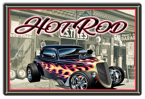 Hot Rod Classic Car Man Cave Garage Shop Large Metal Sign 16x24