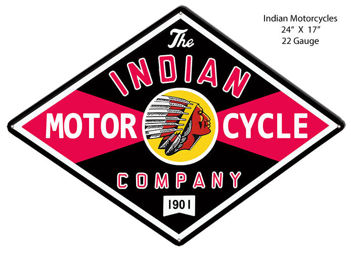 Indian Motorcycle Co. Reproduction Cut Out Garage Metal Sign 17x24