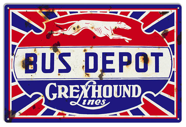 Greyhound Bus Depot Reproduction Vintage Nostalgic Metal Sign 12x18