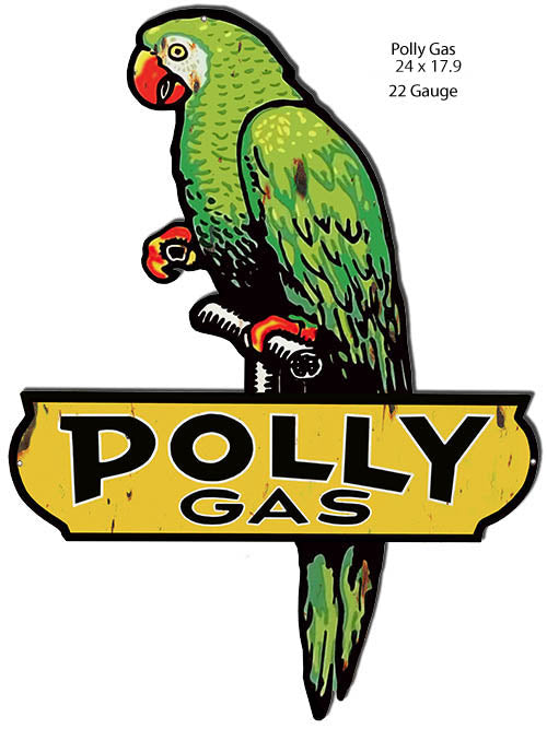 Polly Gasoline Reproduction Cut Out Motor Oil Metal Sign 17.9x24