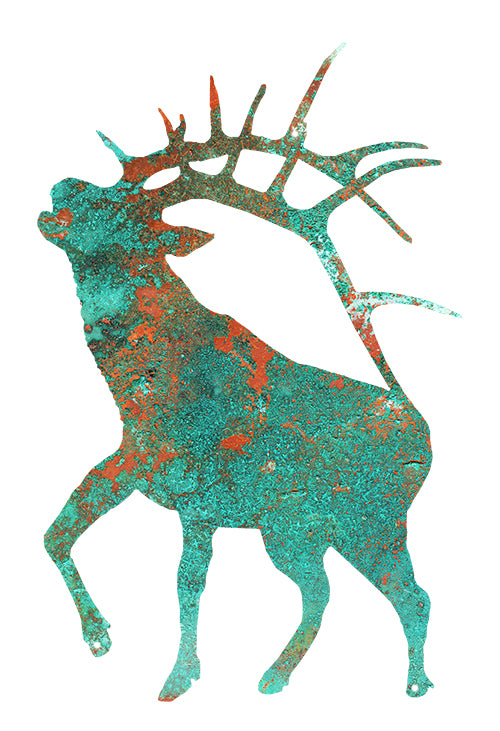 Deer Laser Cut Out Faux Patina Animal Metal Sign 15.5x24
