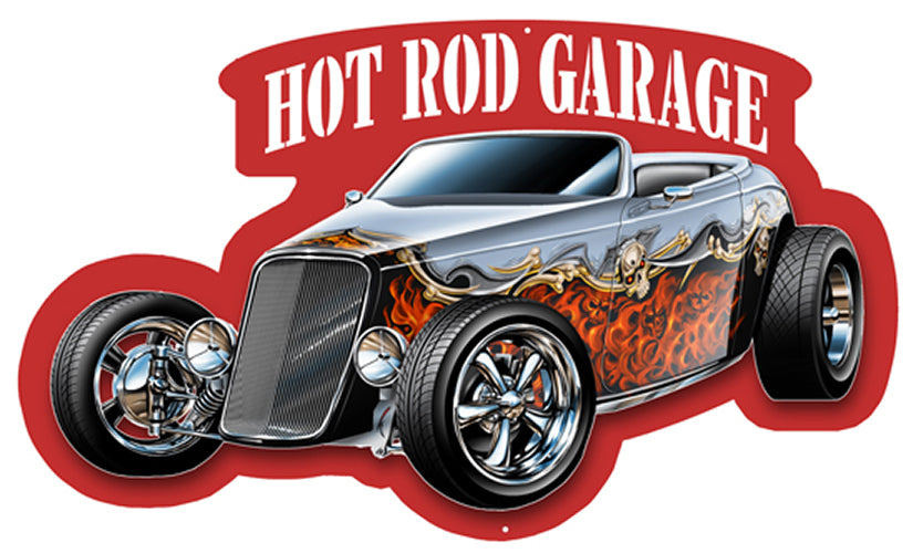 Hot Rod Cut Out With 3D Effect Wall Art Metal Sign 12.5x21
