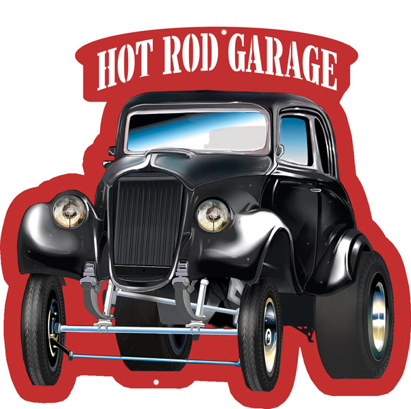 Hot Rod Classic Car Cut Out 3D Effect Garage Art Metal Sign 18.5x20