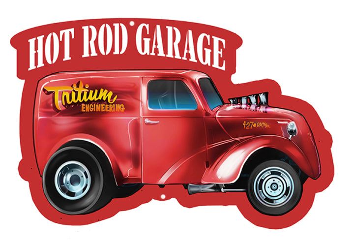 Hot Rod Tritium Cut Out 3D Effect Garage Art Metal Sign 13x20