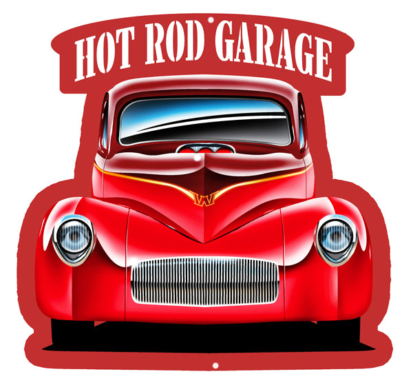 Hot Rod Front End Cut Out 3D Effect Wall Art Metal Sign 17x18