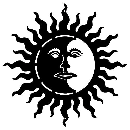 Sun With Face Cut Out Black Silhouette Metal Sign 18x18