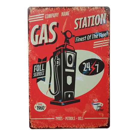 Gas & Oil Station Retro Metal Art Sign